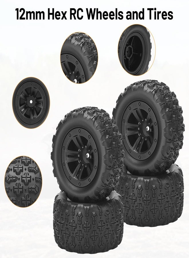 daitoku 12mm Hex Hub RC Wheels and Tires, daitoku 1/16 RC Tires RC Truck Wheel Rims & Rubber Tires for 1/16 Off-Road RC Car, 16208, 16209, 16210, H16BM, H16GT, H16H - Image 4